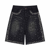CapCabin Pearl Studded Denim Shorts