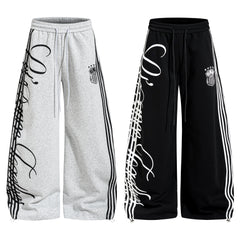 CapCabin Script Stripe Wide-Leg Sweatpants