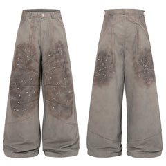 CapCabin Distressed Panel Wide-Leg Pants