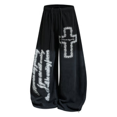 CapCabin Cross Script Wide-Leg Sweatpants