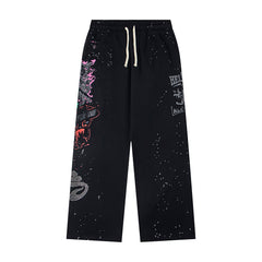 Hellstar Graphic Logo Distressed Hoodie & Pants Set - Black Streetwear Tracksuit