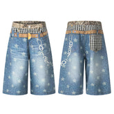 CapCabin “Vintage Patchwork Denim Shorts”