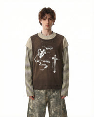 CapCabin Layered Long Sleeve Graphic T-Shirt