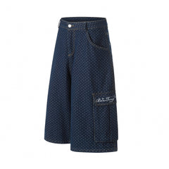 CapCabin Polka Dot Denim Cargo Shorts