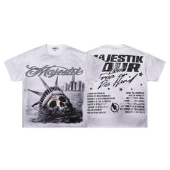 MAJESTIK Vintage Liberty Skull Graphic T-Shirt