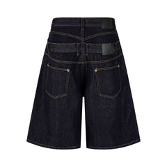 CapCabin “Double Waist Panel Denim Shorts”