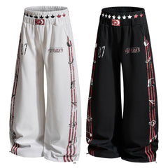 CapCabin Vintage Stripe Graphic Wide-Leg Pants