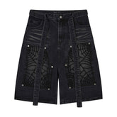 CapCabin Web Panel Strap Denim Shorts