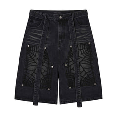 CapCabin Web Panel Strap Denim Shorts