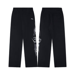 Hellstar Flame Tribal Graphic Hoodie & Pants Set - Black Streetwear Tracksuit