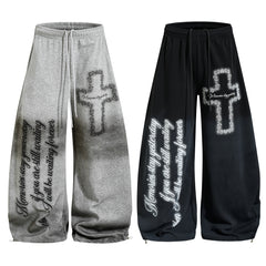 CapCabin Cross Script Wide-Leg Sweatpants