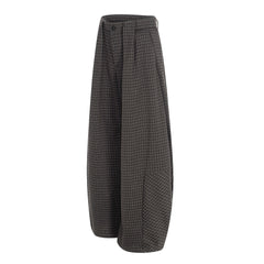 CapCabin Wide-Leg Plaid Trousers