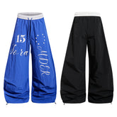 CapCabin Retro Script Wide-Leg Track Pants