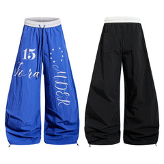 CapCabin Retro Script Wide-Leg Track Pants