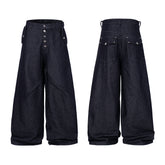 CapCabin Panel Construction Wide Leg Denim Pants