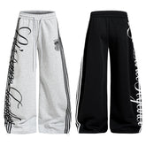 CapCabin Script Stripe Wide-Leg Sweatpants