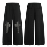 CapCabin Studded Cross Wide-Leg Sweatpants