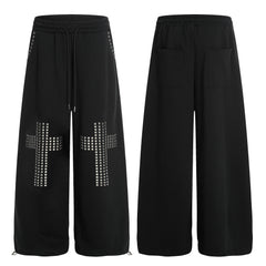 CapCabin Studded Cross Wide-Leg Sweatpants