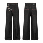 CapCabin Hook Closure Wide-Leg Denim Pants