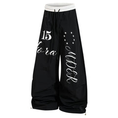CapCabin Retro Script Wide-Leg Track Pants