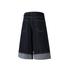 CapCabin Wide-Leg Buckle Denim Shorts