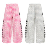 CapCabin All-Over Pattern Graphic Wide-Leg Pants
