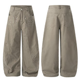 CapCabin Stud Detail Wide-Leg Pants