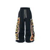 CapCabin Fleece-Lined Sports Letter Wide-Leg Sweatpants