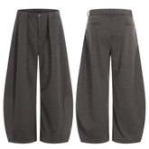 CapCabin Wide-Leg Plaid Trousers