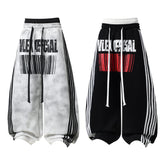 CapCabin Barcode Graphic Wide-Leg Pants