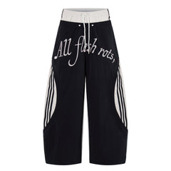 CapCabin Script Graphic Wide-Leg Track Pants