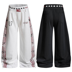 CapCabin Vintage Stripe Graphic Wide-Leg Pants