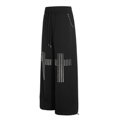 CapCabin Studded Cross Wide-Leg Sweatpants