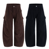 CapCabin Corduroy Cargo Wide-Leg Pants
