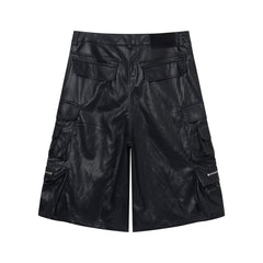 CapCabin Leather Utility Cargo Shorts