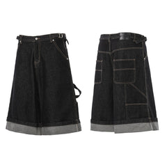 CapCabin “Raw Edge Denim Cargo Shorts”