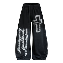 CapCabin Cross Script Wide-Leg Sweatpants