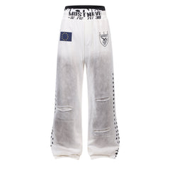 CapCabin “Distressed Sport Wide-Leg Pants”