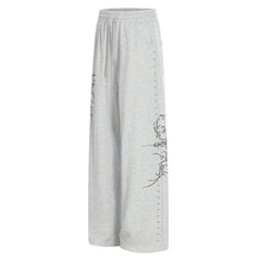 CapCabin Gothic Line Graphic Wide-Leg Sweatpants
