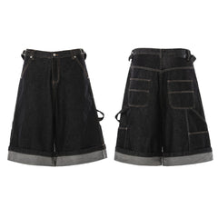 CapCabin “Raw Edge Denim Cargo Shorts”