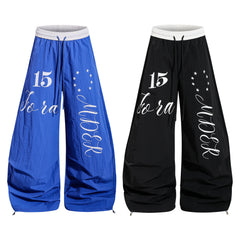 CapCabin Retro Script Wide-Leg Track Pants