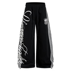 CapCabin Script Stripe Wide-Leg Sweatpants