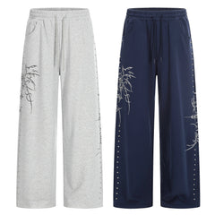 CapCabin Gothic Line Graphic Wide-Leg Sweatpants