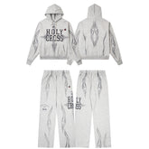 Hellstar Holy Cross Flame Graphic Hoodie & Pants Set