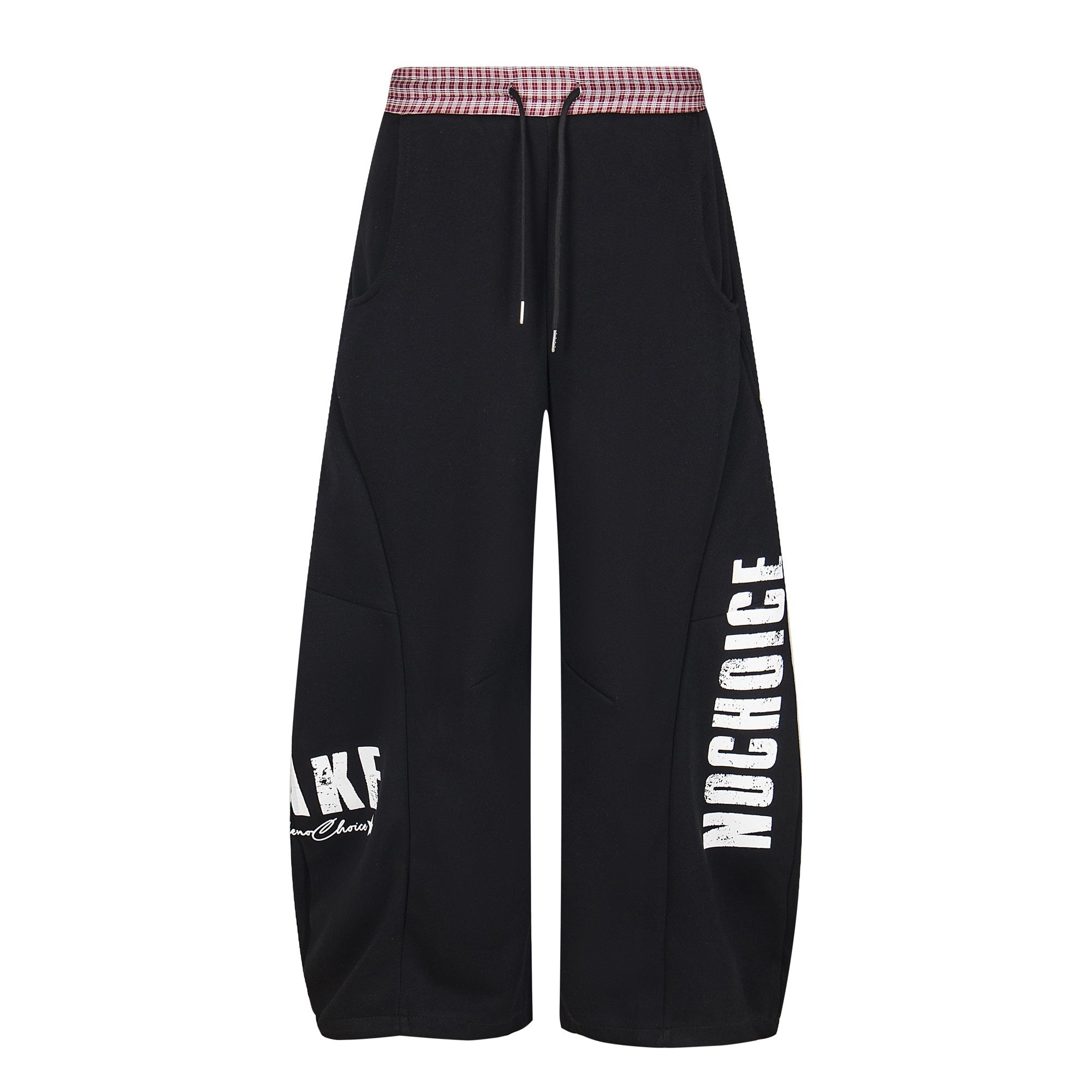 CapCabin Double-Waist Checkered Print Track Pants
