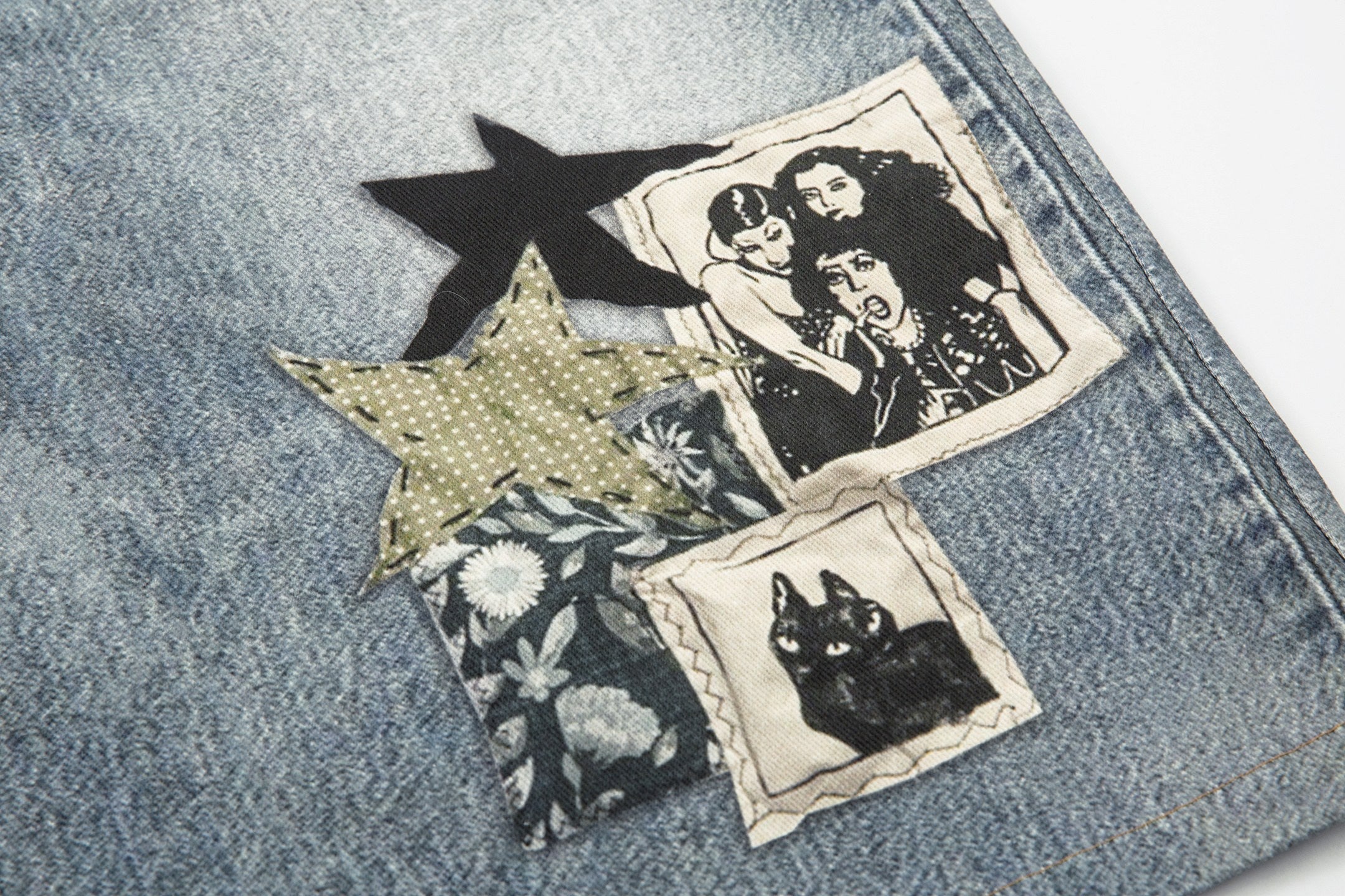 CapCabin “Vintage Charm Patch Denim Shorts