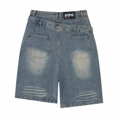 CapCabin Distressed Layered Waist Denim Shorts