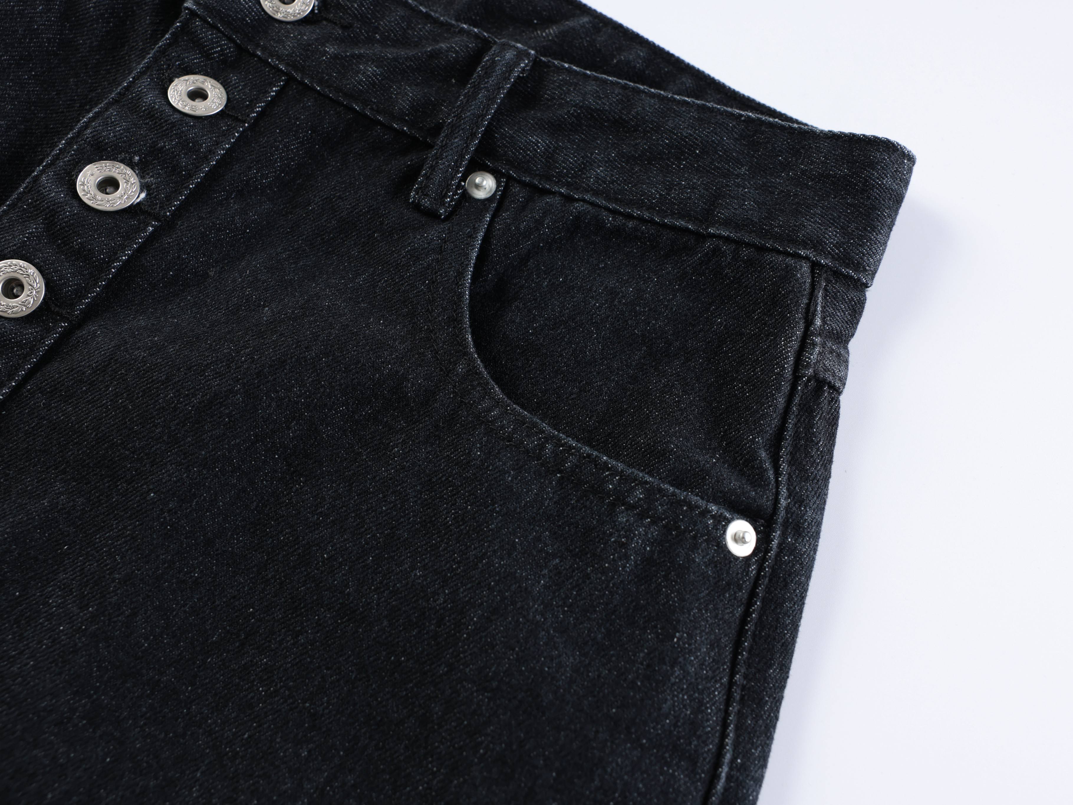 CapCabin “Arc Button Wide Denim Shorts”