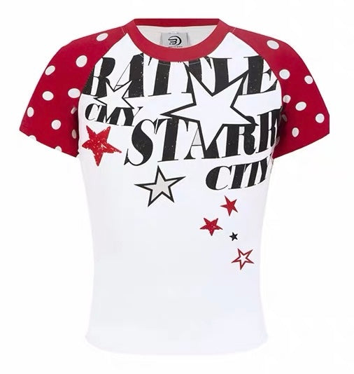 CapCabin “Starry City Contrast Raglan Tee”(cute Slim fit)