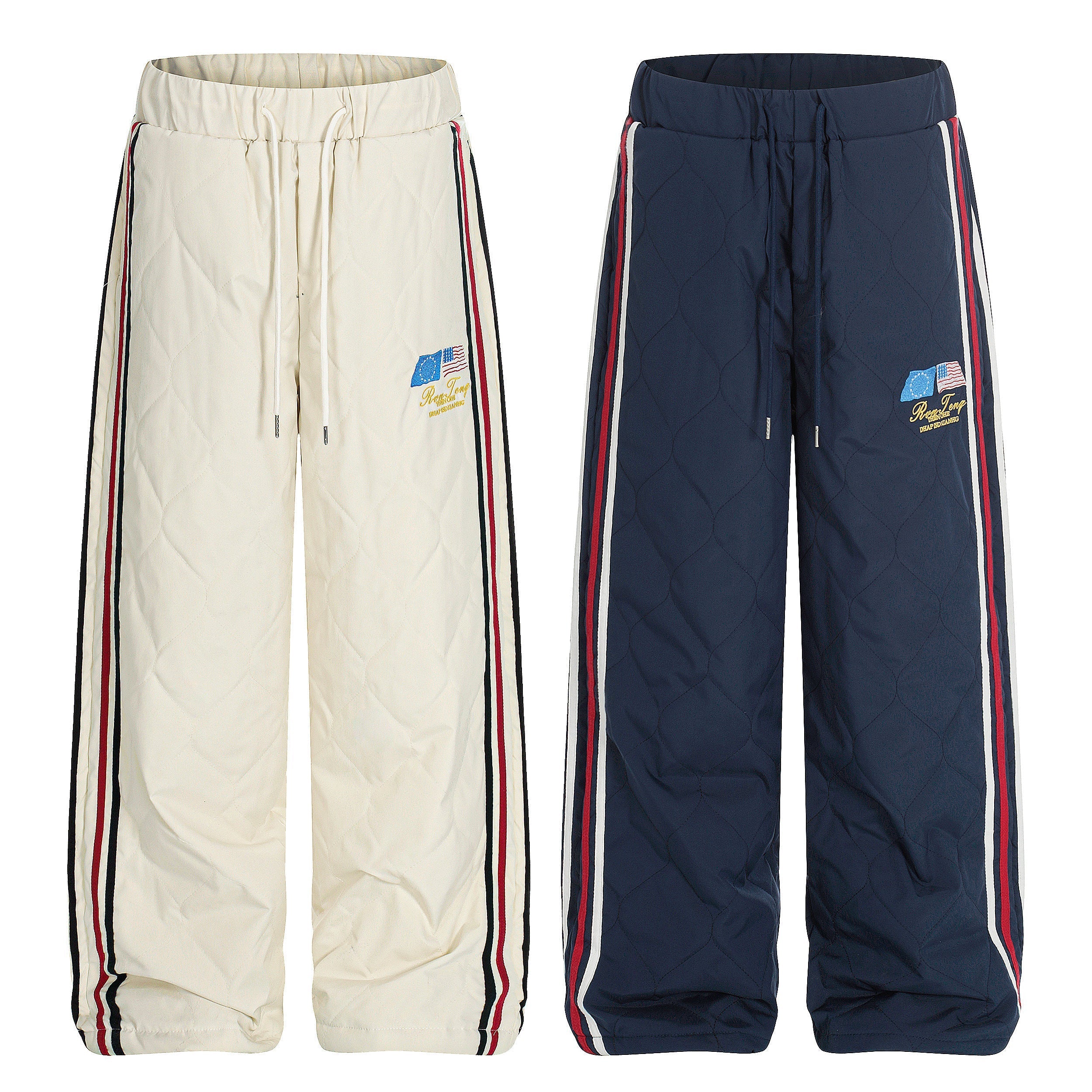 CapCabin Quilted Track Wide-Leg Pants